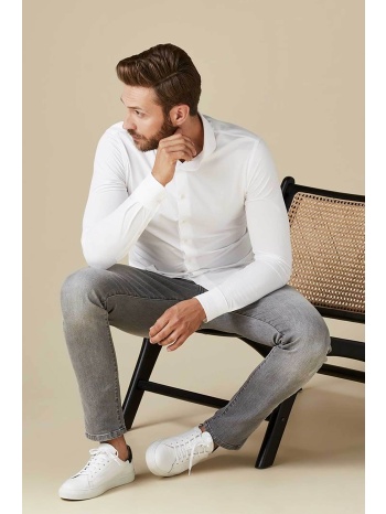 profuomo ανδρικό πουκάμισο μονόχρωμο slim fit `japanese