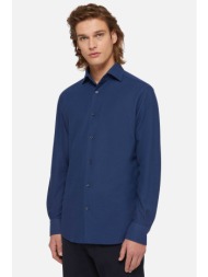 boggi milano ανδρικό πουκάμισο μονόχρωμο textured regular fit - bo24p017102 μπλε σκούρο
