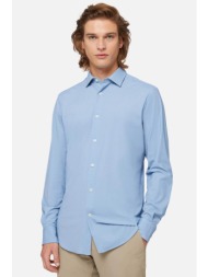 boggi milano ανδρικό πουκάμισο μονόχρωμο slim fit `b tech` - bo24p061701 μπλε ανοιχτό