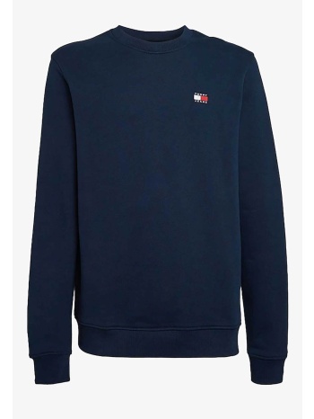 tommy jeans ανδρική μπλούζα φούτερ μονόχρωμη με logo patch