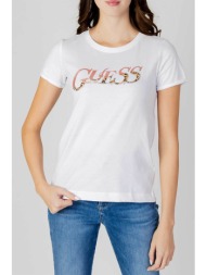 guess γυναικείο t-shirt βαμβακερό με ανάγλυφο λογότυπο - w4ri24ja914 λευκό