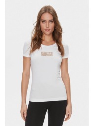 guess γυναικείο t-shirt βαμβακερό με contrast logo - w4ri33j1314 λευκό