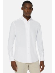 boggi milano ανδρικό πουκάμισο μονόχρωμο textured regular fit - bo24p017101 λευκό