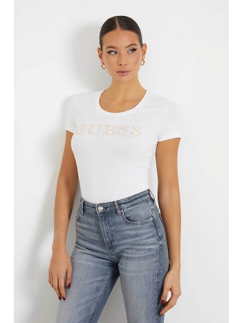 guess γυναικείο βαμβακερό t-shirt με ανάγλυφο logo και