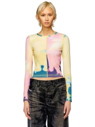 diesel γυναικεία μπλούζα colourblocked super-slim fit `t-banes` - s24a130300dqax κίτρινο ανοιχτό