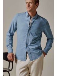 profuomo ανδρικό denim πουκάμισο button down slim fit - ppvh10061a denim blue ανοιχτό