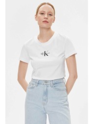 ck jeans γυναικείο t-shirt βαμβακερό με κεντημένο λογότυπο - j20j222564 λευκό