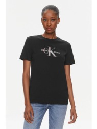 ck jeans γυναικείο βαμβακερό t-shirt με μεταλλικό λογότυπο - j20j223264 μαύρο