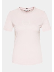 tommy hilfiger γυναικείο t-shirt μονόχρωμο με contrast logo print slim fit - ww0ww41761 ροζ ανοιχτό