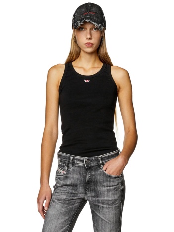 diesel γυναικεία αμάνικη μπλούζα μονόχρωμη με κεντημένο