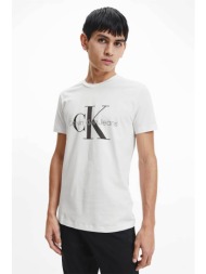 ck jeans ανδρικό t-shirt με monogram print slim fit - j30j320935 λευκό