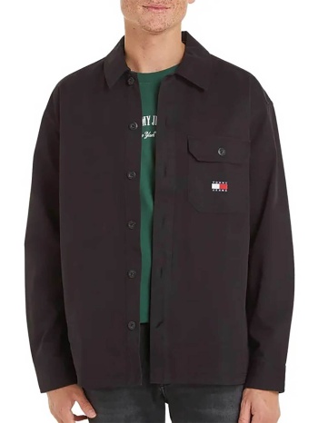 tommy jeans ανδρικό overshirt μονόχρωμο με λογότυπο relaxed