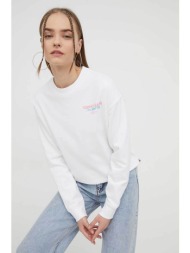 tommy jeans γυναικεία μπλούζα φούτερ μονόχρωμη με λογότυπο και lettering boxy fit - dw0dw17336 λευκό
