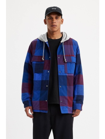 levi`s® ανδρικό overshirt με καρό σχέδιο και κουκούλα