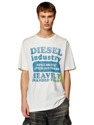 diesel ανδρικό βαμβακερό t-shirt μονόχρωμο με contrast lettering - s24a123550kkak λευκό