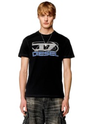 diesel ανδρικό βαμβακερό t-shirt μονόχρωμο με contrast logo print `t-diegor-k74` - s24a125020grai μα