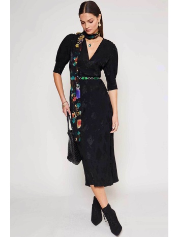 rixo γυναικείο midi φόρεμα μονόχρωμο με all-over poppy