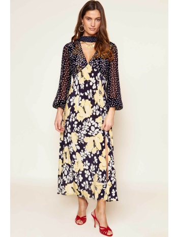 rixo γυναικείο maxi φόρεμα από μετάξι με floral print και