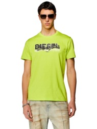 diesel ανδρικό t-shirt με graphic logo print slim fit `t-diegor-k70` - s24a124980grai πράσινο lime