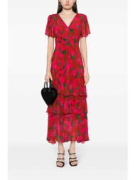 rixo γυναικείο maxi φόρεμα από μετάξι με all-over floral print `gilly` - 010.02258.124.03577 κόκκινο