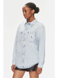ck jeans γυναικείο denim πουκάμισο με λογότυπο relaxed fit - j20j222795 denim blue ανοιχτό