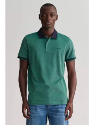 gant ανδρική πόλο μπλούζα με contrast στον γιακά και στα μανίκια `4-color oxford` - 2057029 πράσινο 