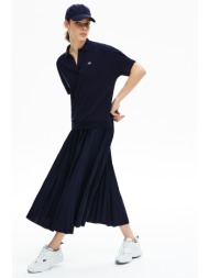 lacoste γυναικεία μπλούζα πόλο με ribbed τελείωμα - pf0504 μπλε σκούρο