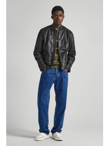 pepe jeans ανδρικό δερμάτινο biker jacket - pm402878 μαύρο