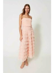 twinset γυναικείο φόρεμα maxi με τούλια - 241tp2582 ροζ
