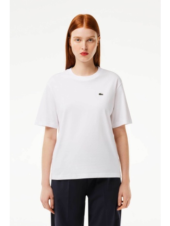 lacoste γυναικείο t-shirt μονόχρωμο με λογότυπο relaxed fit