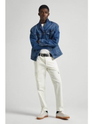 pepe jeans ανδρικό cargo παντελόνι μονόχρωμο slim fit - pm211641 λευκό
