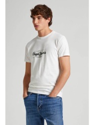 pepe jeans ανδρικό t-shirt με logo print slim fit - pm509204 λευκό