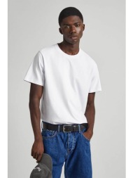 pepe jeans ανδρικό t-shirt μονόχρωμο με κεντημένο λογότυπο regular fit - pm509206 λευκό