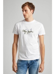 pepe jeans ανδρικό t-shirt μονόχρωμο με graphic logo print slim fit - pm509208 λευκό
