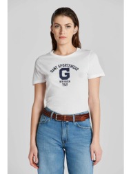gant γυναικείο t-shirt μονόχρωμο με λογότυπο στο στήθος - 4200849 λευκό