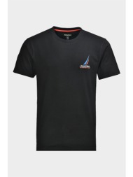 nautica ανδρικό τ-shirt με κεντημένο λογότυπο στο στήθος και στρογγυλή λαιμόκοψη - n7cr0015 μαύρο