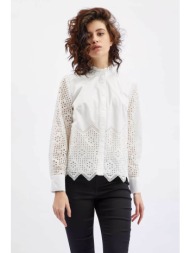 orsay γυναικείο πουκάμισο με λεπτομέρειες από δαντέλα - 630044 -x11-4201 λευκό