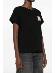 twinset γυναικείo t-shirt με κέντημα στο στήθος - 241tp2211 μαύρο