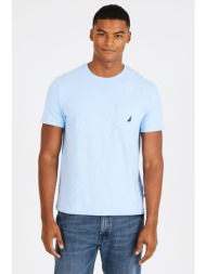 nautica ανδρικό t-shirt μονόχρωμο με τσέπη - v41050 γαλάζιο