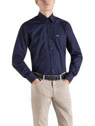 paul&shark ανδρικό πουκάμισο μονόχρωμο με απλικέ τσέπη - c0p3001 μπλε σκούρο