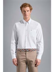 paul&shark ανδρικό πουκάμισο μονόχρωμο με απλικέ τσέπη - c0p3001 λευκό