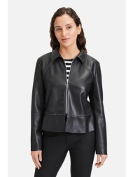 betty barclay γυναικείο faux leather jacket μονόχρωμο με contrast ραφές - 4321/2738 μαύρο