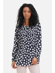 betty barclay γυναικεία μπλούζα με πουά σχέδιο και πλισέ άνω μέρος - 8667/2457 μπλε σκούρο