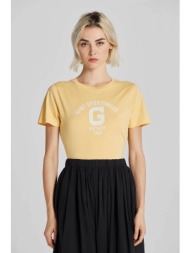 gant γυναικείο t-shirt μονόχρωμο με λογότυπο στο στήθος - 4200849 κίτρινο ανοιχτό