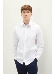 tom tailor ανδρικό πουκάμισο μονόχρωμο με γιακά kent - 1037435 λευκό