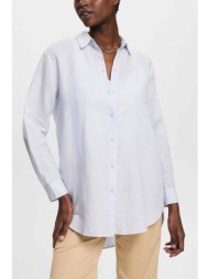 esprit γυναικείο μακρύ πουκάμισο λινό με κλασικό γιακά και ασύμμετρο τελείωμα - 993ee1f301 denim blu