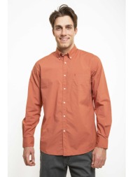 the bostonians ανδρικό πουκάμισο button down μονόχρωμο με κεντημένο λογότυπο - aap2062 πορτοκαλί