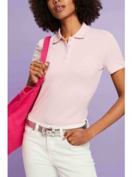 esprit γυναικεία κοντομάνικη πόλο μπλούζα straight fit - 994ee1k318 ροζ