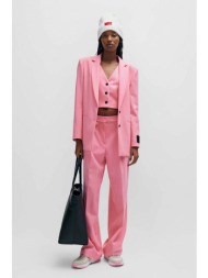 hugo boss γυναικείο παντελόνι μονόχρωμο με τσέπες και πιέτες μπροστά `ηelepher` - 50508637 ροζ