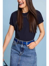 esprit γυναικείο t-shirt με κεντημένο logo straight fit - 994ee1k305 μπλε σκούρο